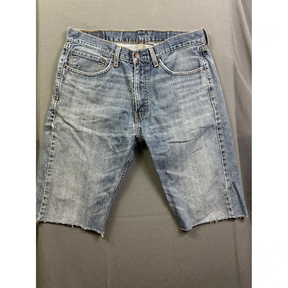 Levi's 505 Regular Fit Cut Off Denim Shorts Men's 34 Blue Medium Wash Frayed Hem